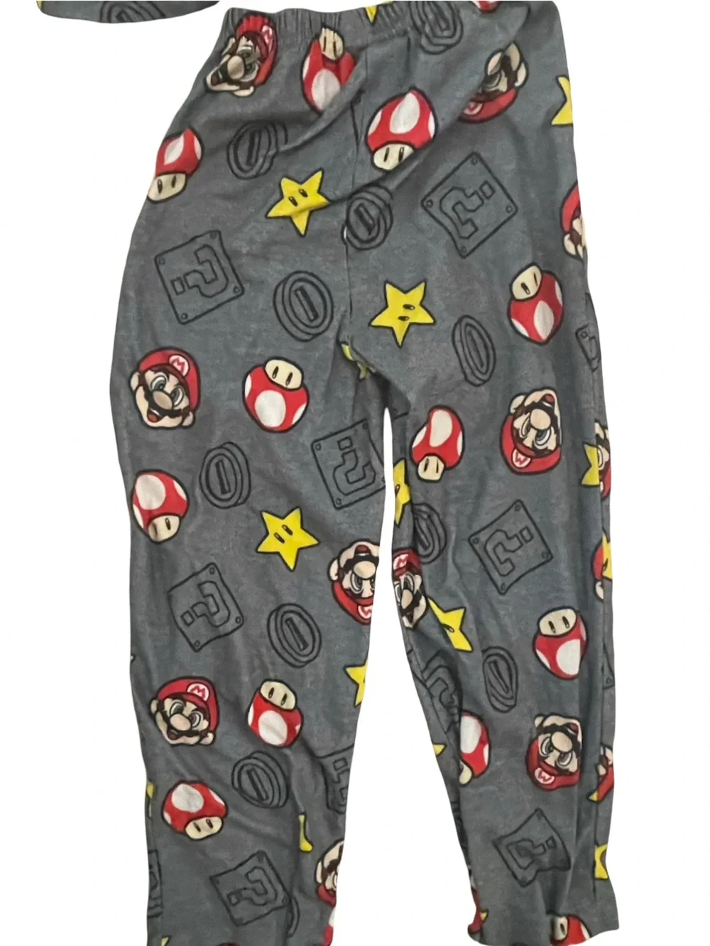 Nintendo Gray Super Mario Fleece Pajama Set with Red, Yellow & White Accents